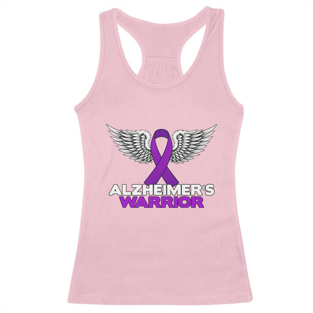 Alzheimers Warrior Racerback Tank Top Purple Ribbon Angel Wings Memory Support Gift TS12 Light Pink Print Your Wear