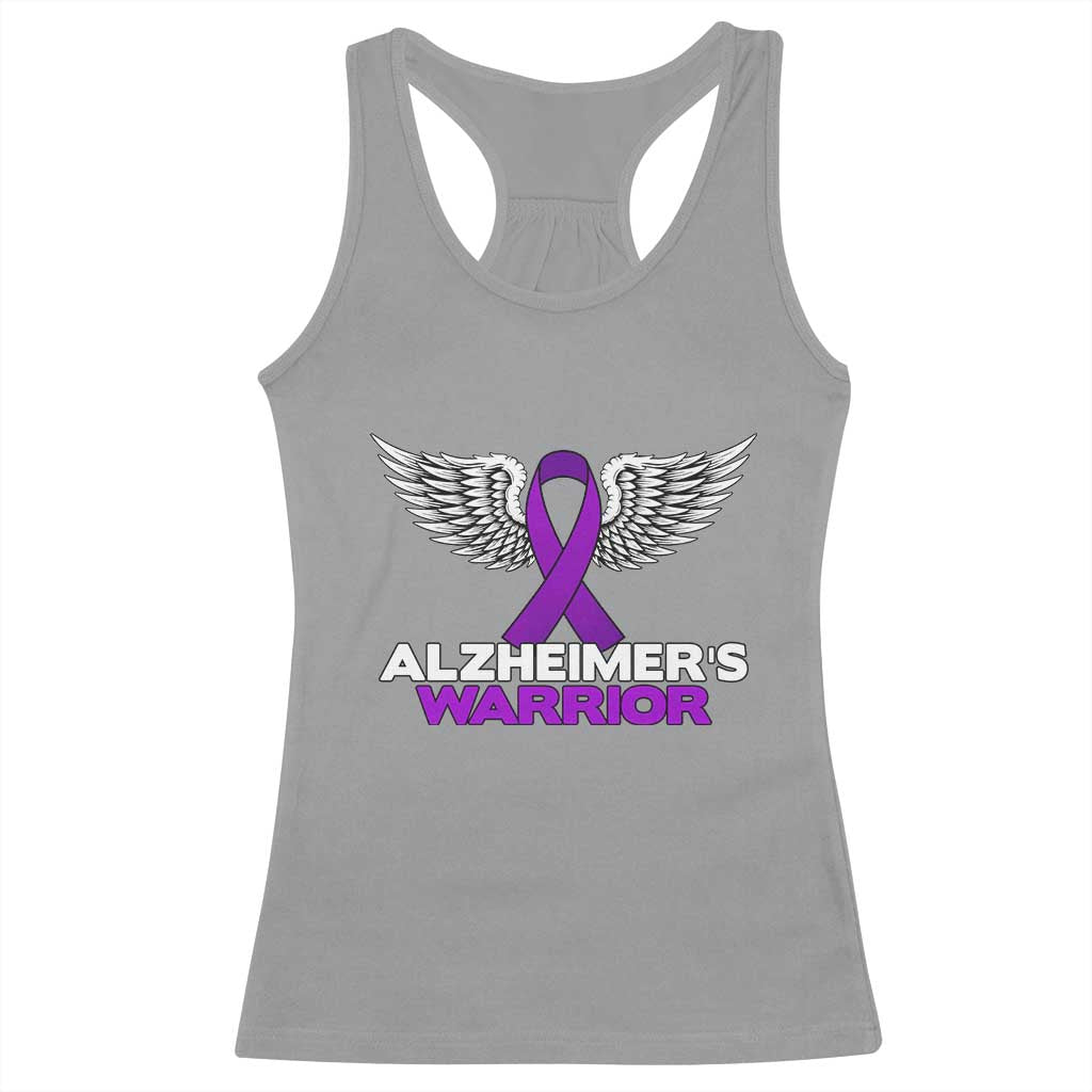 Alzheimers Warrior Racerback Tank Top Purple Ribbon Angel Wings Memory Support Gift TS12 Sport Gray Print Your Wear
