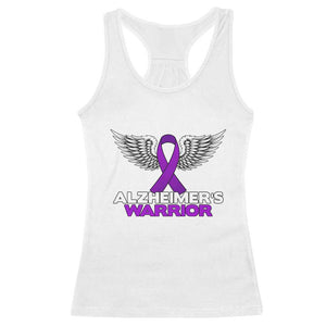 Alzheimers Warrior Racerback Tank Top Purple Ribbon Angel Wings Memory Support Gift TS12 White Print Your Wear