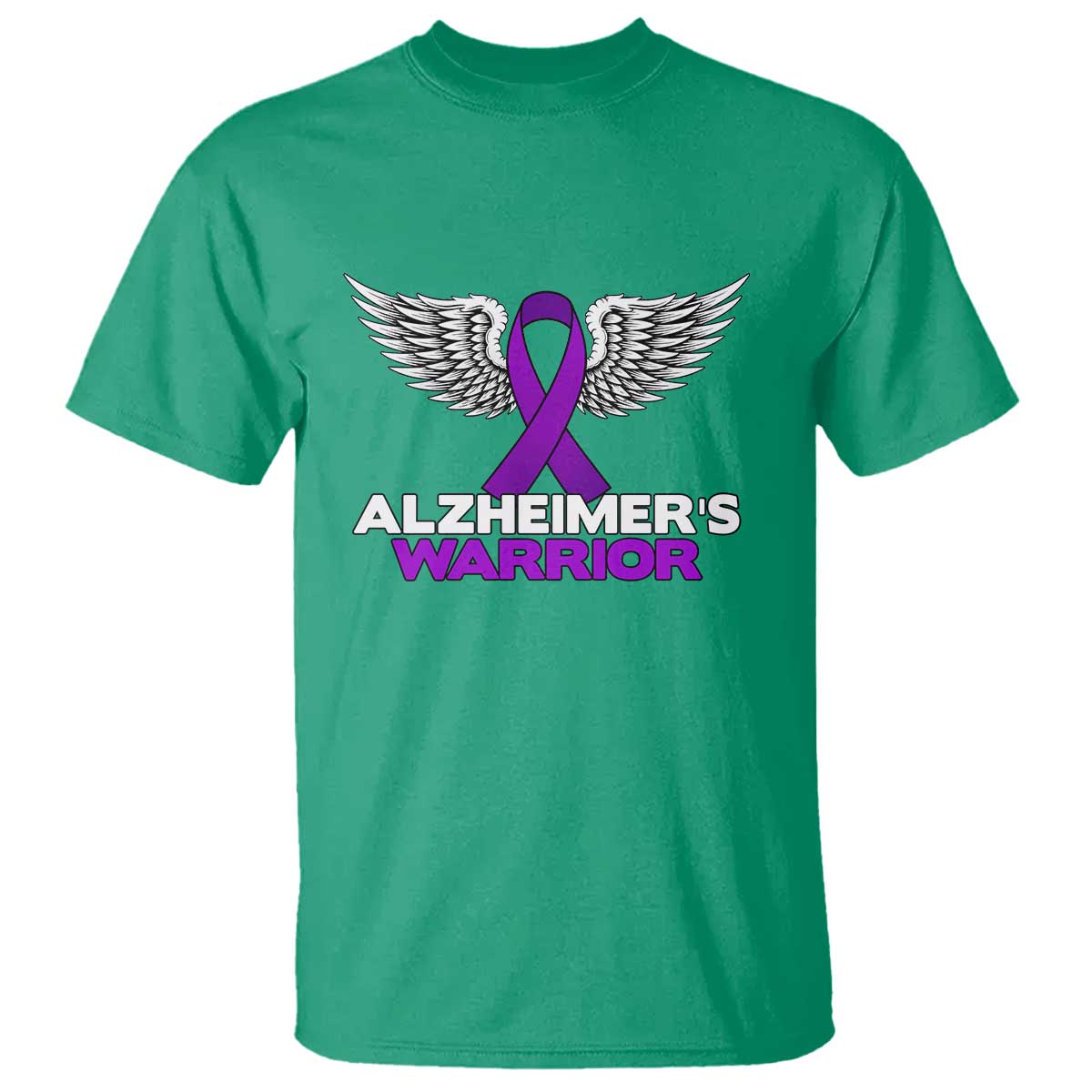 Alzheimers Warrior T Shirt Purple Ribbon Angel Wings Memory Support Gift TS12 Irish Green Print Your Wear
