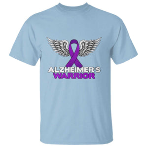 Alzheimers Warrior T Shirt Purple Ribbon Angel Wings Memory Support Gift TS12 Light Blue Print Your Wear