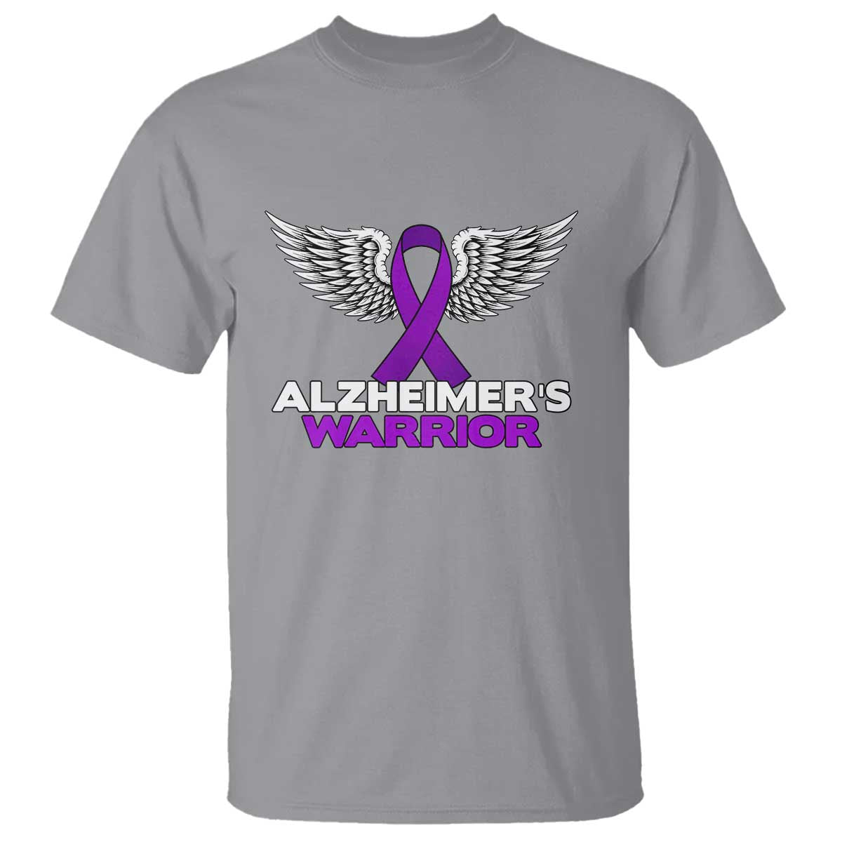Alzheimers Warrior T Shirt Purple Ribbon Angel Wings Memory Support Gift TS12 Sport Gray Print Your Wear