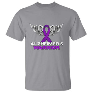 Alzheimers Warrior T Shirt Purple Ribbon Angel Wings Memory Support Gift TS12 Sport Gray Print Your Wear