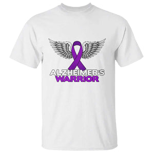 Alzheimers Warrior T Shirt Purple Ribbon Angel Wings Memory Support Gift TS12 White Print Your Wear