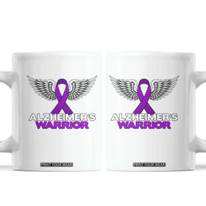 Alzheimers Warrior Coffee Mug Purple Ribbon Angel Wings Memory Support Gift TS12 White Print Your Wear