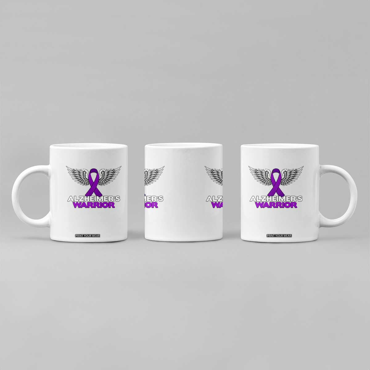 Alzheimers Warrior Coffee Mug Purple Ribbon Angel Wings Memory Support Gift TS12 Print Your Wear