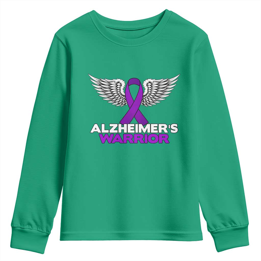 Alzheimers Warrior Youth Sweatshirt Purple Ribbon Angel Wings Memory Support Gift TS12 Irish Green Print Your Wear