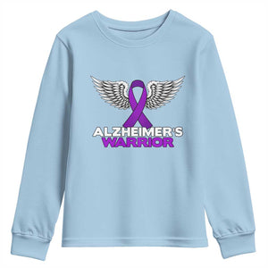 Alzheimers Warrior Youth Sweatshirt Purple Ribbon Angel Wings Memory Support Gift TS12 Light Blue Print Your Wear