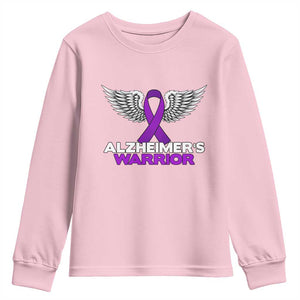 Alzheimers Warrior Youth Sweatshirt Purple Ribbon Angel Wings Memory Support Gift TS12 Light Pink Print Your Wear