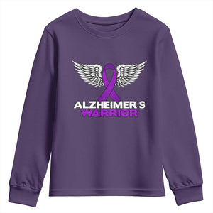 Alzheimers Warrior Youth Sweatshirt Purple Ribbon Angel Wings Memory Support Gift TS12 Purple Print Your Wear