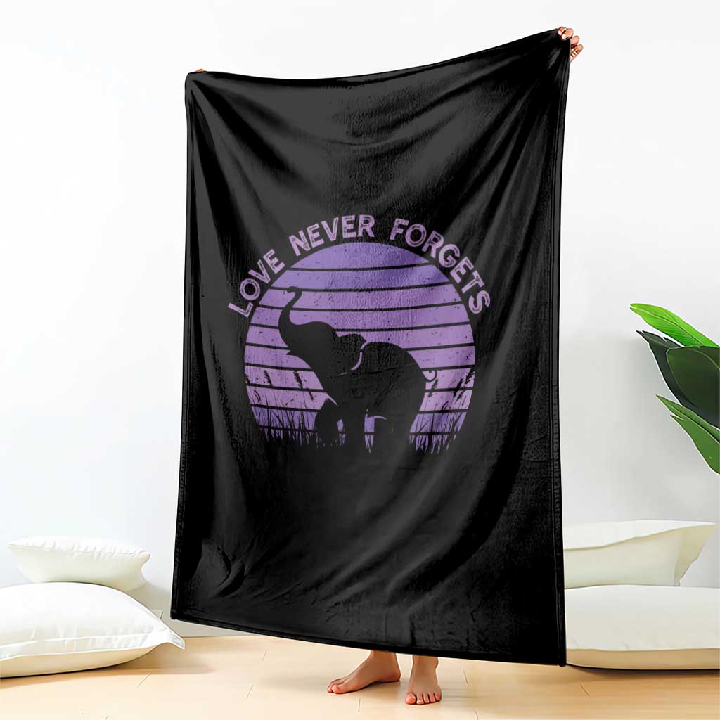 Alzheimer's Awareness Support Throw Blanket Vintage Elephant Love Never Forgets TS12 Print Your Wear