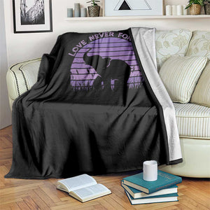 Alzheimer's Awareness Support Throw Blanket Vintage Elephant Love Never Forgets TS12 Print Your Wear