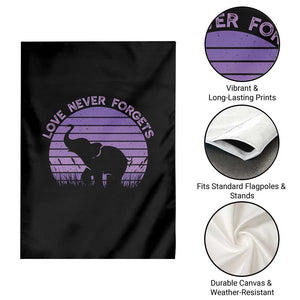 Alzheimer's Awareness Support Garden Flag Vintage Elephant Love Never Forgets TS12 Print Your Wear