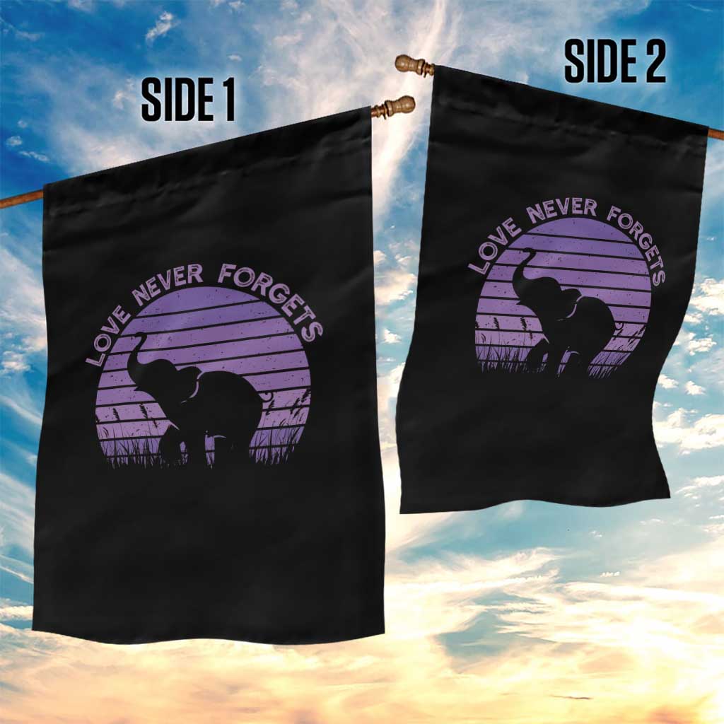 Alzheimer's Awareness Support Garden Flag Vintage Elephant Love Never Forgets TS12 Print Your Wear