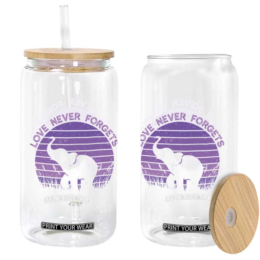 Alzheimer's Awareness Support Glass Can Vintage Elephant Love Never Forgets TS12 Print Your Wear