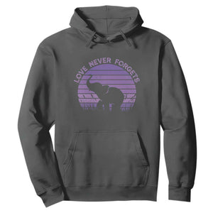 Alzheimer's Awareness Support Hoodie Vintage Elephant Love Never Forgets TS12 Dark Heather Print Your Wear