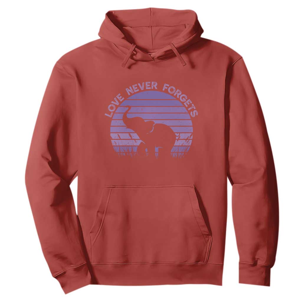 Alzheimer's Awareness Support Hoodie Vintage Elephant Love Never Forgets TS12 Red Print Your Wear