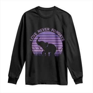 Alzheimer's Awareness Support Long Sleeve Shirt Vintage Elephant Love Never Forgets TS12 Black Print Your Wear