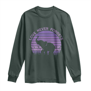 Alzheimer's Awareness Support Long Sleeve Shirt Vintage Elephant Love Never Forgets TS12 Dark Forest Green Print Your Wear