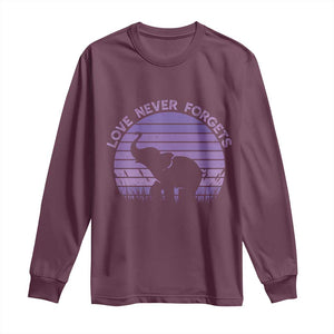 Alzheimer's Awareness Support Long Sleeve Shirt Vintage Elephant Love Never Forgets TS12 Maroon Print Your Wear