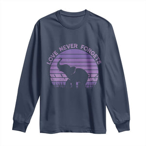 Alzheimer's Awareness Support Long Sleeve Shirt Vintage Elephant Love Never Forgets TS12 Navy Print Your Wear