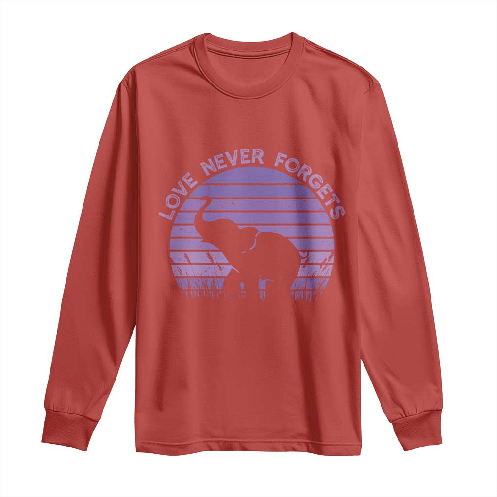 Alzheimer's Awareness Support Long Sleeve Shirt Vintage Elephant Love Never Forgets TS12 Red Print Your Wear