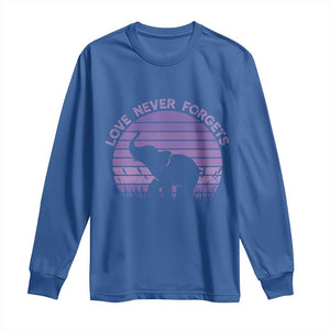 Alzheimer's Awareness Support Long Sleeve Shirt Vintage Elephant Love Never Forgets TS12 Royal Blue Print Your Wear