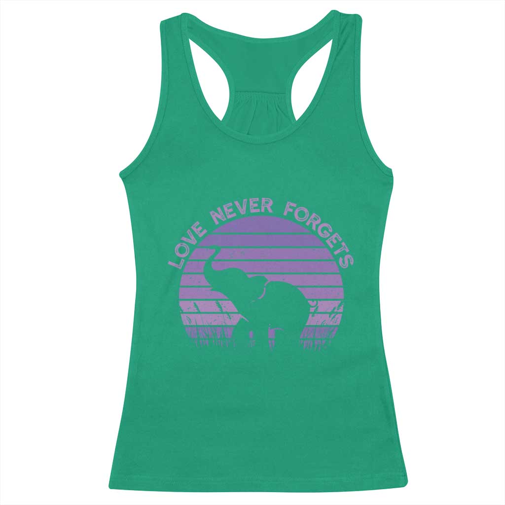 Alzheimer's Awareness Support Racerback Tank Top Vintage Elephant Love Never Forgets TS12 Irish Green Print Your Wear