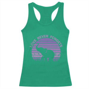 Alzheimer's Awareness Support Racerback Tank Top Vintage Elephant Love Never Forgets TS12 Irish Green Print Your Wear