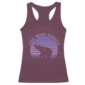 Alzheimer's Awareness Support Racerback Tank Top Vintage Elephant Love Never Forgets TS12 Maroon Print Your Wear