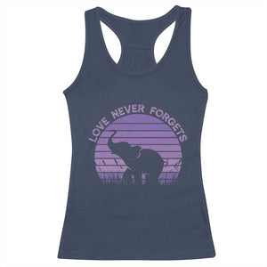Alzheimer's Awareness Support Racerback Tank Top Vintage Elephant Love Never Forgets TS12 Navy Print Your Wear