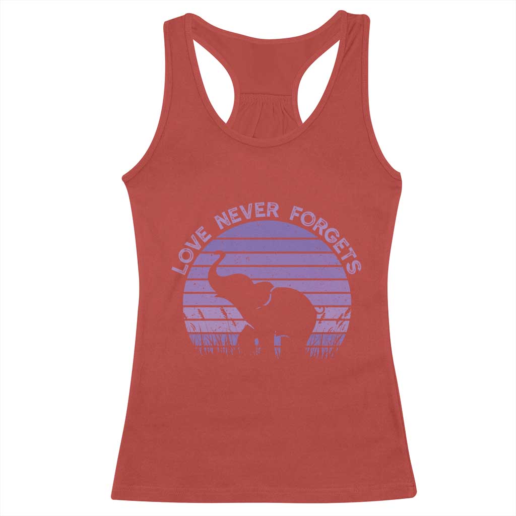 Alzheimer's Awareness Support Racerback Tank Top Vintage Elephant Love Never Forgets TS12 Red Print Your Wear