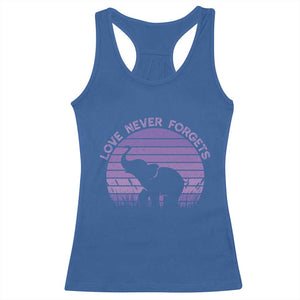 Alzheimer's Awareness Support Racerback Tank Top Vintage Elephant Love Never Forgets TS12 Royal Blue Print Your Wear