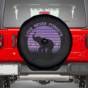 Alzheimer's Awareness Support Spare Tire Cover Vintage Elephant Love Never Forgets TS12 Black Print Your Wear
