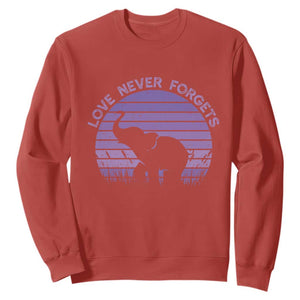 Alzheimer's Awareness Support Sweatshirt Vintage Elephant Love Never Forgets TS12 Red Print Your Wear