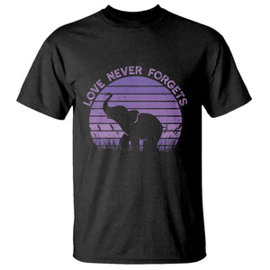 Alzheimer's Awareness Support T Shirt Vintage Elephant Love Never Forgets TS12 Black Print Your Wear