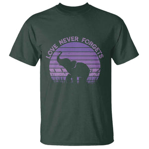 Alzheimer's Awareness Support T Shirt Vintage Elephant Love Never Forgets TS12 Dark Forest Green Print Your Wear