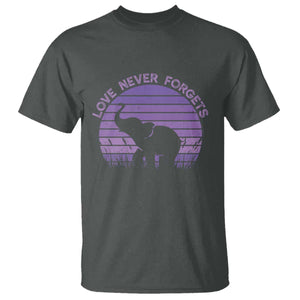 Alzheimer's Awareness Support T Shirt Vintage Elephant Love Never Forgets TS12 Dark Heather Print Your Wear