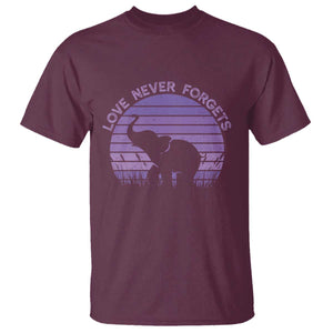 Alzheimer's Awareness Support T Shirt Vintage Elephant Love Never Forgets TS12 Maroon Print Your Wear