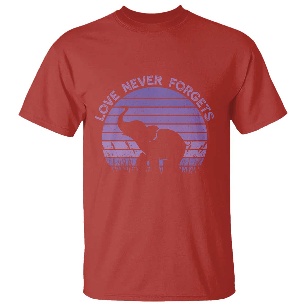 Alzheimer's Awareness Support T Shirt Vintage Elephant Love Never Forgets TS12 Red Print Your Wear