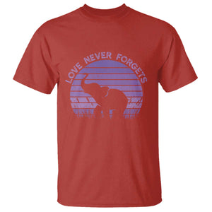 Alzheimer's Awareness Support T Shirt Vintage Elephant Love Never Forgets TS12 Red Print Your Wear