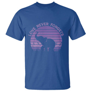 Alzheimer's Awareness Support T Shirt Vintage Elephant Love Never Forgets TS12 Royal Blue Print Your Wear