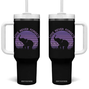 Alzheimer's Awareness Support Tumbler With Handle Vintage Elephant Love Never Forgets TS12 One Size: 40 oz Black Print Your Wear