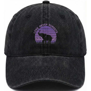 Alzheimer's Awareness Support Washed Cotton Baseball Cap Vintage Elephant Love Never Forgets TS12 Print Your Wear