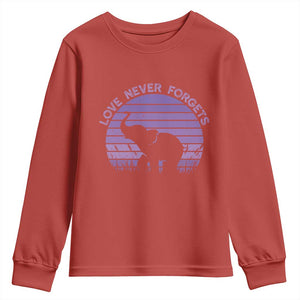 Alzheimer's Awareness Support Youth Sweatshirt Vintage Elephant Love Never Forgets TS12 Red Print Your Wear