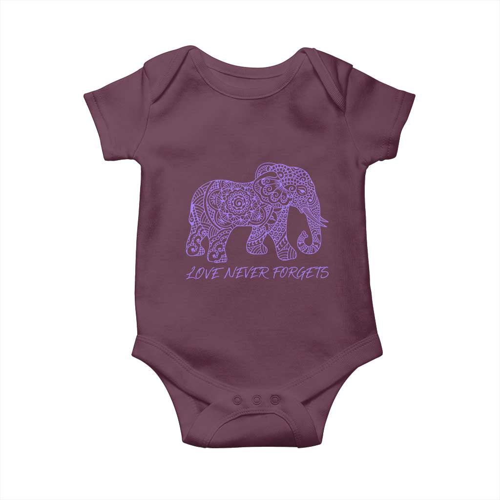 Love Never Forgets Elephant Mandala Baby Onesie Animal Lover Gift TS12 Maroon Print Your Wear