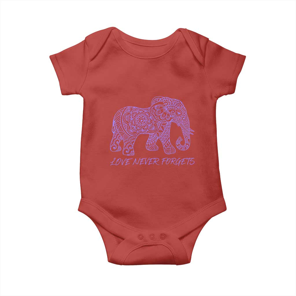 Love Never Forgets Elephant Mandala Baby Onesie Animal Lover Gift TS12 Red Print Your Wear