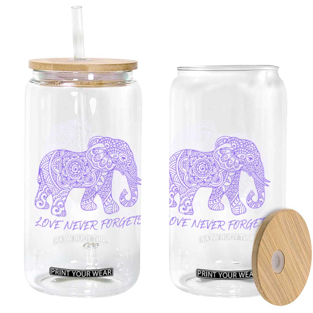 Love Never Forgets Elephant Mandala Glass Can Animal Lover Gift TS12 Print Your Wear