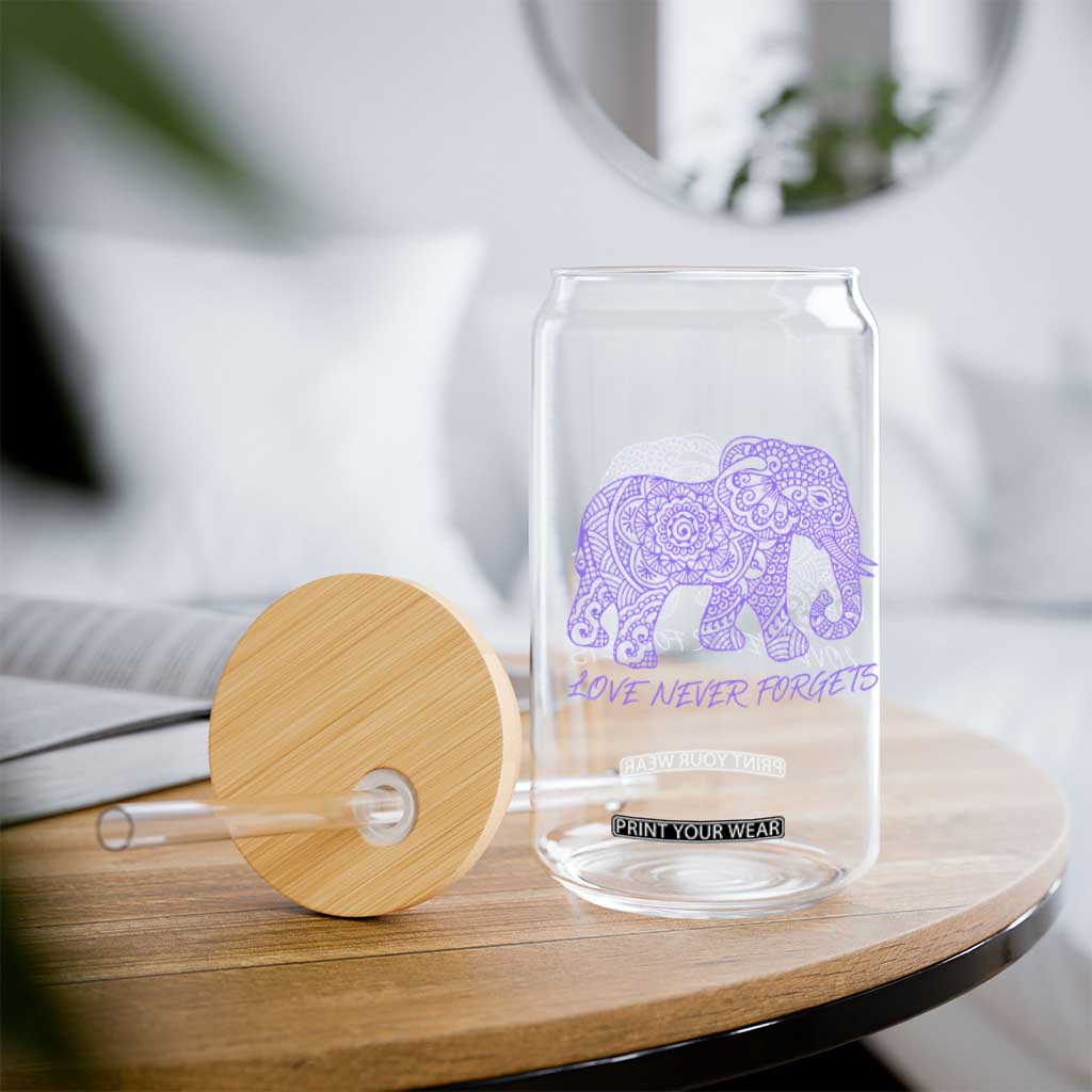 Love Never Forgets Elephant Mandala Glass Can Animal Lover Gift TS12 Print Your Wear