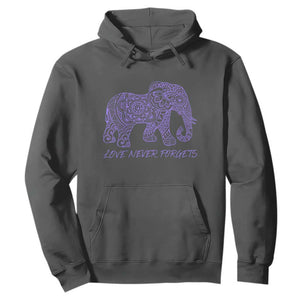 Love Never Forgets Elephant Mandala Hoodie Animal Lover Gift TS12 Dark Heather Print Your Wear